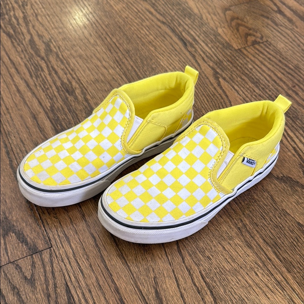 Vans Kids Yellow and White Checkered Sneakers